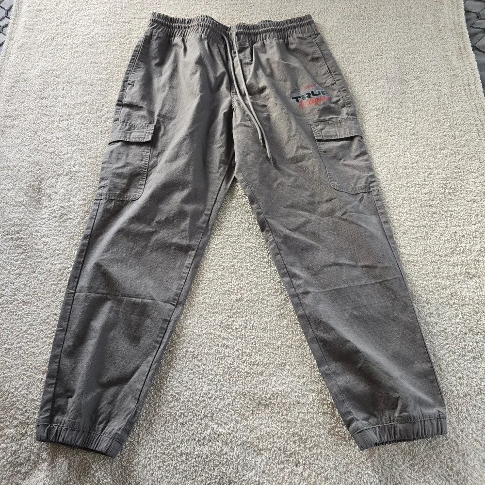 True Religion Ripstop Jogger Granite Grey Cargo Pockets Men's Pants Size XL NWT